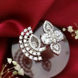 Aatmana Silver-Plated CZ-Studded Floral Shaped Adjustable Ring for Women & Girls-22