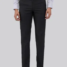 Park Avenue Black Regular Fit Checks Trousers-image-90