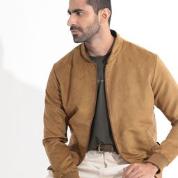 RARE RABBIT Men Henron Regular Fit Mandarin Collar Bomber Jacket-image-63