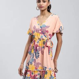 Label Ritu Kumar Pink Printed Wrap Dress-image-63