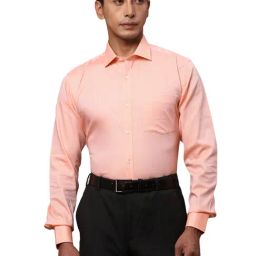 Park Avenue Light Orange Slim Fit Self Design Cotton Shirt-image-66