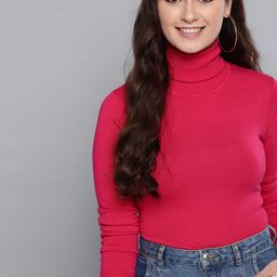 Mast & Harbour Women Fuchsia Pink Solid Pullover-image-47