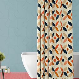 ArtzFolio Brown & Blue Printed Waterproof Shower Curtain-17