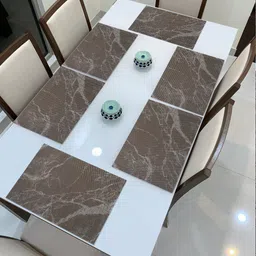 HOKIPO Set Of 6 Brown & White Abstract Table Placemats-20