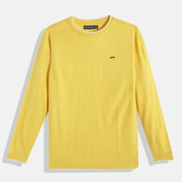Allen Solly Junior Boys Yellow Geometric Self Design Pullover-image-70