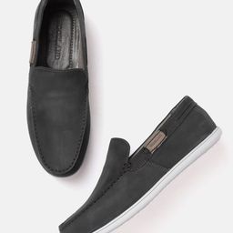 Woodland Men Navy Blue Nubuck Leather Loafers-image-42