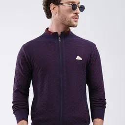 Monte Carlo Men Checked Long Sleeves Woollen Pullover Sweaters with Zip Detail Detail-picture-10