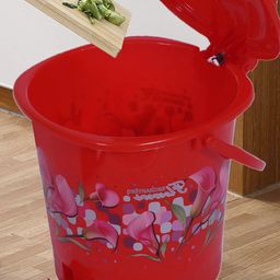 Kuber Industries Red & Pink 2 Pieces Printed Durable Pedal Dustbins With Handle -7Ltr Each-20