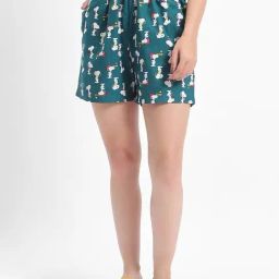 Bewakoof Teal Printed Plus Size Shorts-image-71