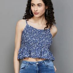 Ginger by Lifestyle Blue Printed Crop Top-image-15