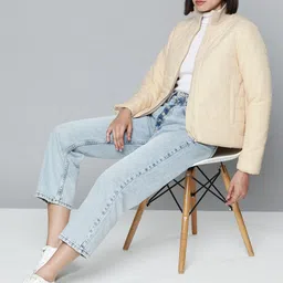 ether Women Cream-Coloured Solid Padded Jacket-image-85
