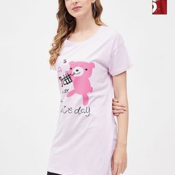 Dreambe Women 2 Printed Extended Sleeves Applique T-shirt-image-56