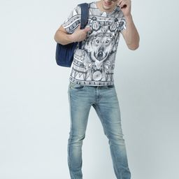 Huetrap Men White & Black Printed Round Neck T-shirt-image-101