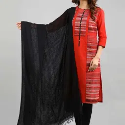 Aurelia Black Cotton Chequered Dupatta-picture-11