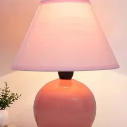 Homesake Pink Ceramic Modern Classic Bedside Round Desk Farmhouse Table Lamp-image-51