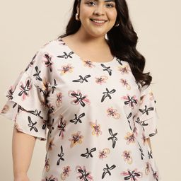 Sztori Plus Size Floral Print Flutter Sleeve Top-image-35