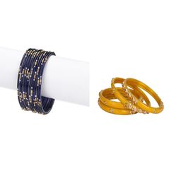 SOMIL Set of 16 Blue Alloy Artificial Stones & Beads Bangles-image-92