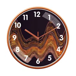 Aura Brown & White Printed Round Contemporary Modern Wall Clock-image-86