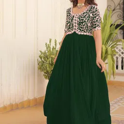 Fashion Basket Women Emboridered Work Georgette Anarkali Gown Ethnic Dress-image-50