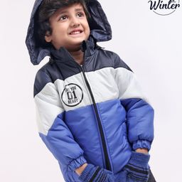 Babyoye Full Sleeves Color Block Quilted Hoodies - Blue-image-8