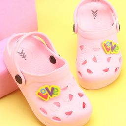 Pine Kids Clogs With Back Strap Text Applique- Pink-image-32