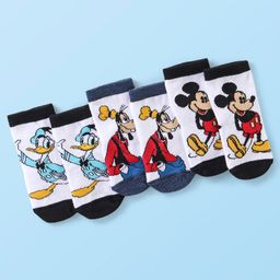 Cute Walk Disney By Babyhug Anti Bacterial Ankle Length Socks Mickey Mouse & Friends Design Pack Of 3 - Multicolour-image-45