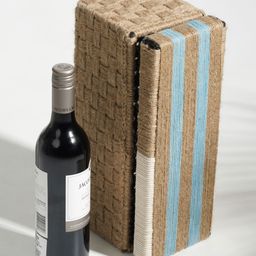 Sirohi  Pastel Brick Cotton & Jute Wine Box - Jute & Blue-image-37