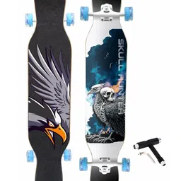 JASPO Voyage 43"x9"Inches Longboard Skateboards -Long Boards for Adults, Teens and Kids. 9 Layer Canadian Maple Deck Concave Skateboard (Skull Hunter)-image-88
