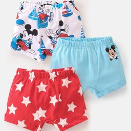 Babyhug Disney Single Jersey Knit Briefs With Mickey Mouse Graphics Pack Of 3 - Red Blue & White-picture-15