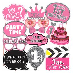 Wobbox 1st Happy Birthday Props, Happy Birthday Decoration Items Pink -Pack Of 13-image-40