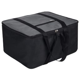 Kuber Industries Underbed Storage BagRexine Blanket CoverLightweight Storage BagFoldable Razai BagZipper Storage Bag For Clothes with HandleSmall,Gray & Black,-23