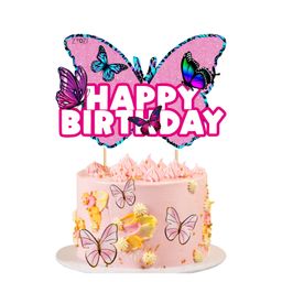 Zyozi Butterfly Cake Topper Butterfly Birthday Cake Decor Happy Birthday Theme Supplies (Pack of 1)-20