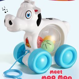 Intelliskills Premium Pull Along Moo Moo Cow Toy for Early Walking and Active Play | Rattle Sound | Child-Safe and BIS Certified | Multicoloured | Ideal for Gifting-6