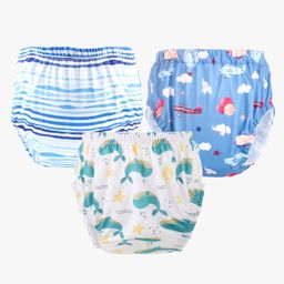 Chinmay Kids Baby Panty Boys and Girls Reusable Washable Printed Panty Pack of 3 - Multicolor-image-79