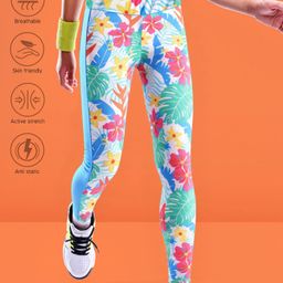 Pine Active Full Length Super Stretch Leggings Tropical Print - Blue-image-18