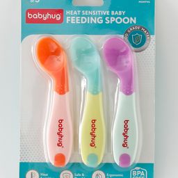 Babyhug Heat Sensitive Baby Feeding Spoon Pack of 3 - Orange Light Blue & Purple-14