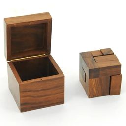 Mittimate Wooden Soma Cube Puzzle Brain Teaser Game | Skill-Building 3D Puzzle with Storage Box - Brown-20