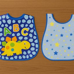 Badal Kidz Plastic Waterproof Baby Feeding Apron with BIB star design and turtle design - Blue &Blue (Pack of 2)-image-99