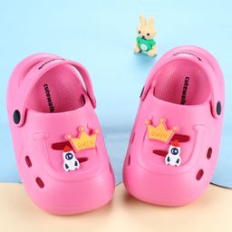 Cute Walk by Babyhug Slip On Clogs With Crown & Rocket Applique - Pink-picture-15