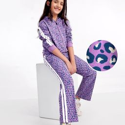 OLLINGTON ST. Cotton Knit Winter Wear Co-Ord Set Of Printed Full Sleeves Hoodie & Track Pant - Lavender-picture-34