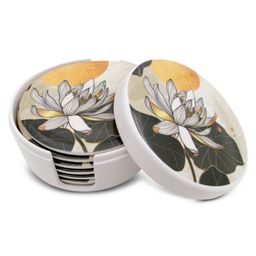 Superware Melamine Tea Coaster Set with stand - Sun Room on White ( Set of 6 )-image-72