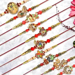 DeoDap Set Of 10 Rakhis With Fridge Magnet-1