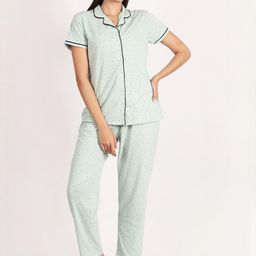WOEMUR Adults-Women Sea Green Pure Cotton Night suits-image-82