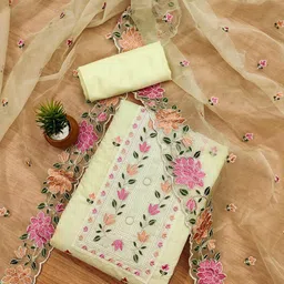 Rangtulika Ethnics Embroidered Art Silk Unstitched Dress Material-picture-15