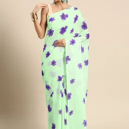 BUTA BUTI Floral Pure Cotton Printed Saree-image-85