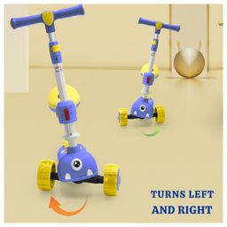 Little Olive Double Deck Scooter with LED Lights Adjustable Handlebar & Lean-to-Steer Technology- Blue image 4