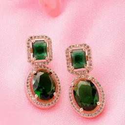 ADIVA Gold Plated American Diamond Contemporary Drop Earrings-image-21
