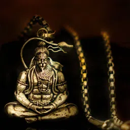 Japam Unisex Silver-Plated Meditating Hanuman Pendant With Chain-11