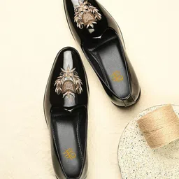 House of Pataudi Men Woven Design Loafers-picture-29