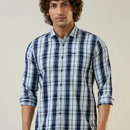TIM PARIS Tartan Checked Spread Collar Pure Cotton Casual Shirt-picture-7